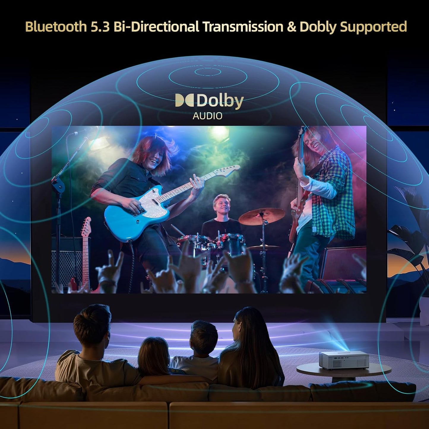 [Compatible with Netflix] GC357 Movie Projector with WiFi6 and Bluetooth5.3, Built-in App Store, Dolby Audio & Electric Focus & Auto Keystone, 4K Support High Brightness Outdoor Projectors, 1080P Proyector