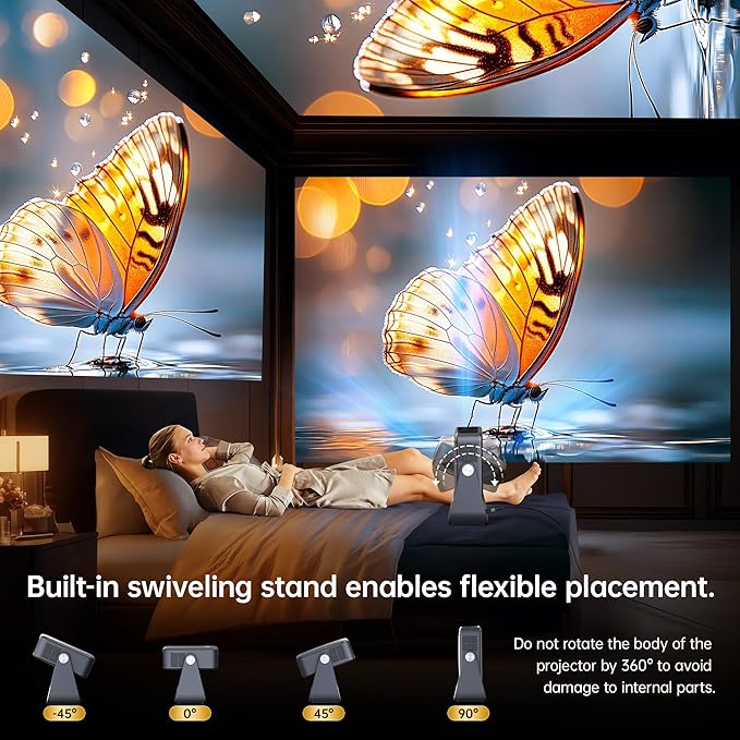 【Buit-in Google TV & Voice Control】H6 Smart Projector with WiFi 6 and Bluetooth, 4K Support Movie Outdoor Projectors Compatible with Netflix/Prime Video/YouTube, Auto Focus Home Proyector 180°Stand