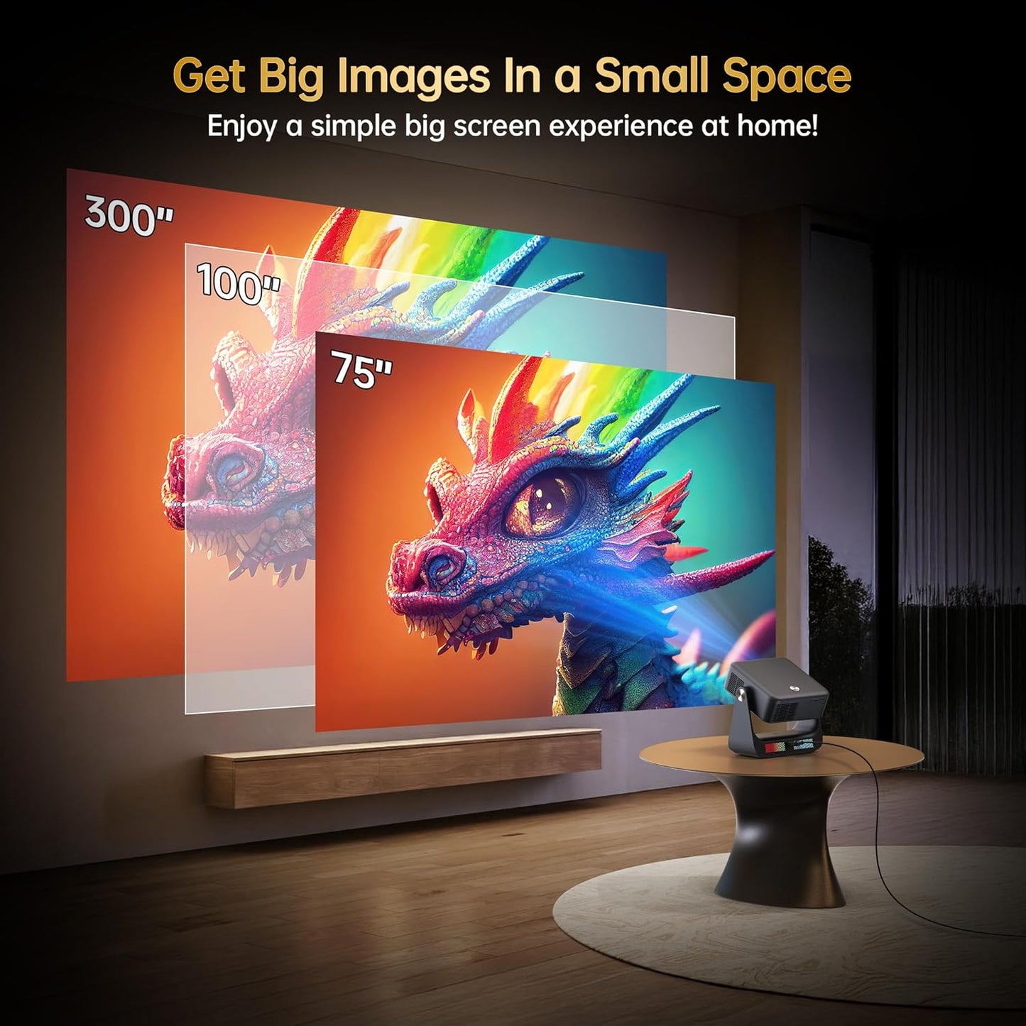 【Buit-in Google TV & Voice Control】H6 Smart Projector with WiFi 6 and Bluetooth, 4K Support Movie Outdoor Projectors Compatible with Netflix/Prime Video/YouTube, Auto Focus Home Proyector 180°Stand